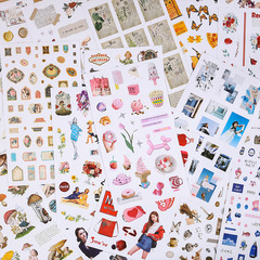 Retro Cross-border Vintage American Children's Sticker Pack for Scrapbooking, Handmade Collectibles Sticker Album, Creative Gouka Handwritten Diary Sticker Material
