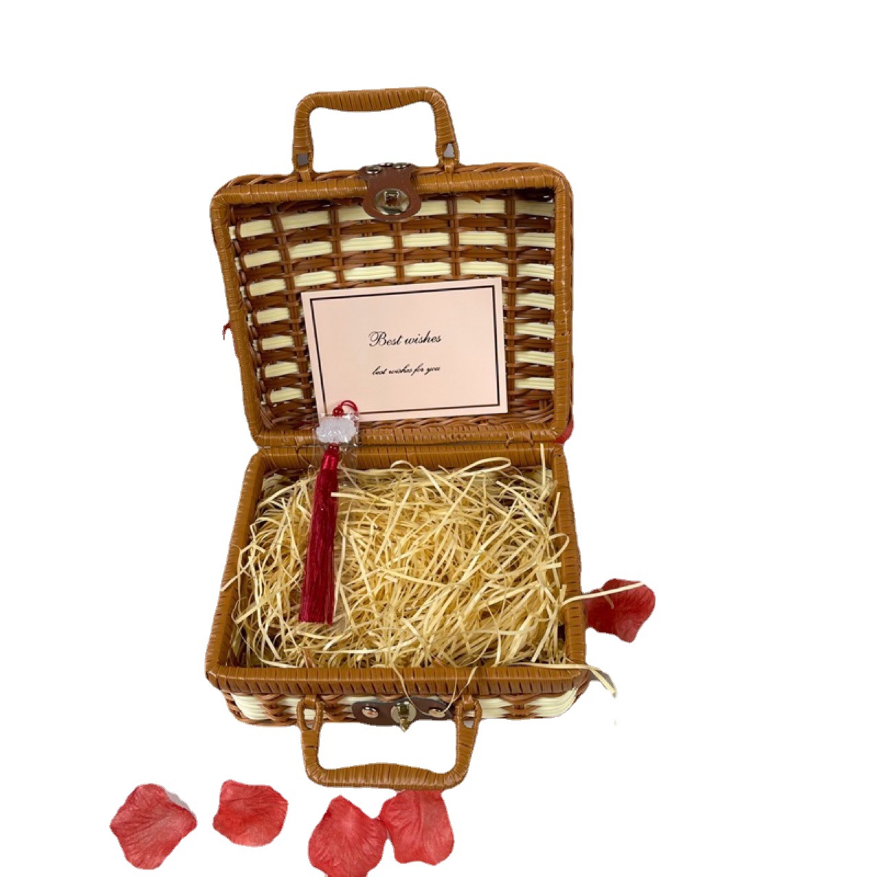 Dama DE HONOR caja de regalo de almacenamiento de mano estilo de moda ratán-como caja de almacenamiento de suministros de limpieza caja de almacenamiento maleta ramo