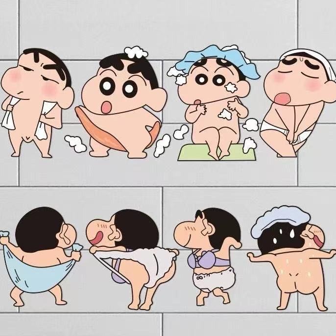 [Upgraded] Crayon Small New Cartoon Stickers Wall Stickers Bathroom Toilet Stickers Tile Toilet Home Waterproof Stickers