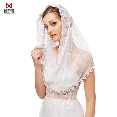 Cross-border supply bridal veil new European and American lace bridal veil long short wedding dress accessories
