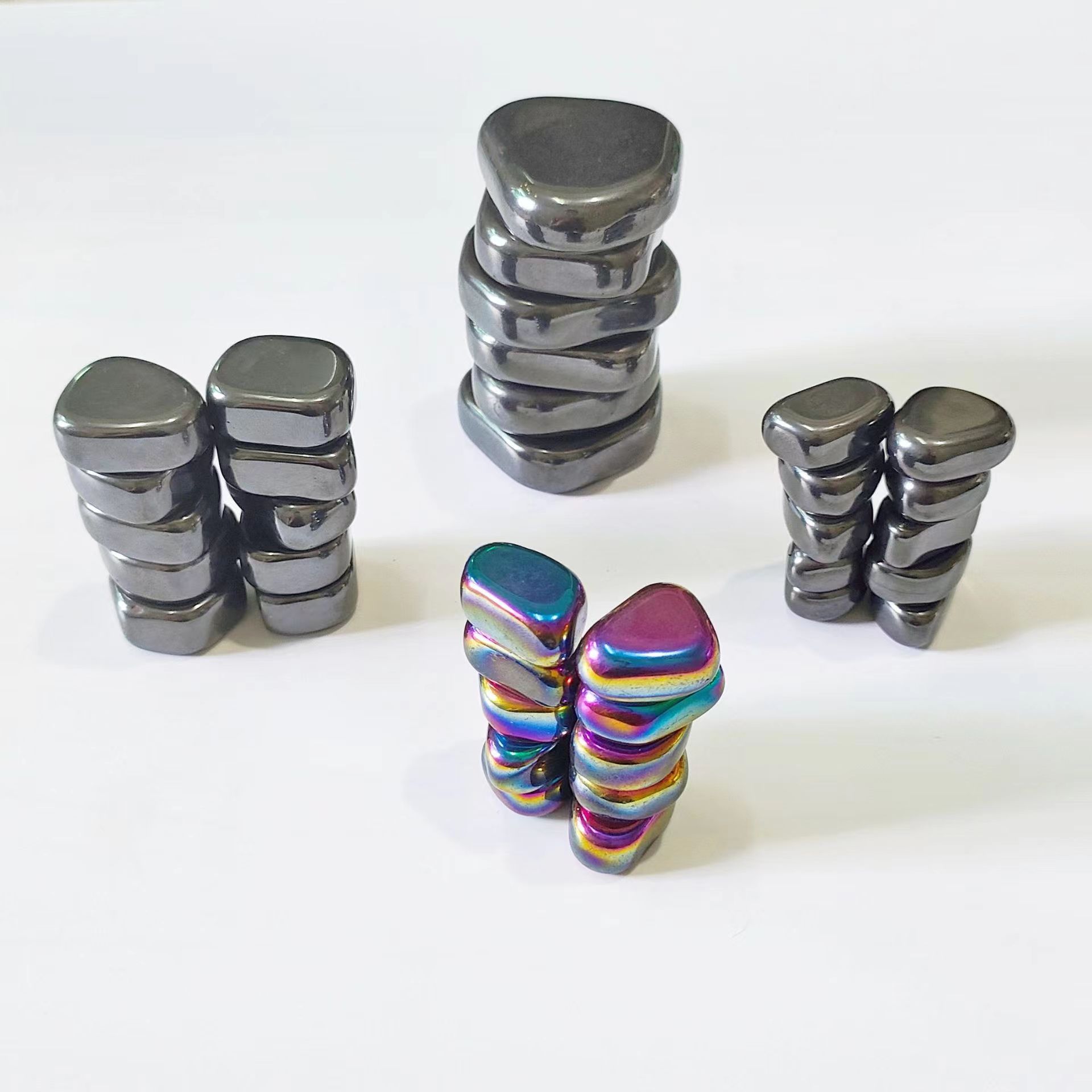 磁力效应棋磁铁乱石铁氧体抛光彩色黑色磁性鹅卵石益智磁铁对战棋