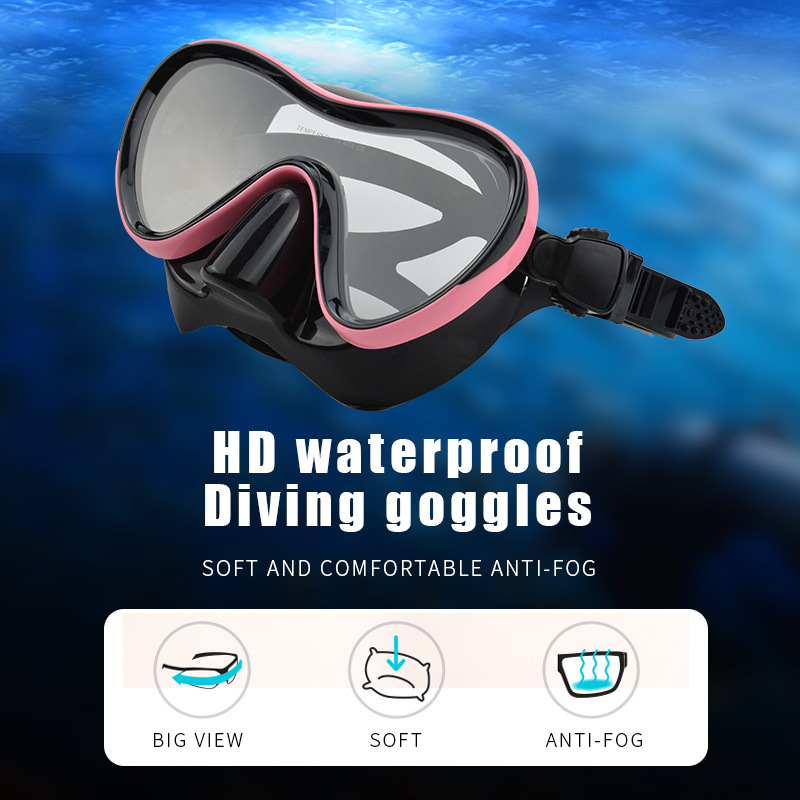 2022 new swimming with large frame view, silicone face mirror, high-definition snorkeling training diving goggles for_voghion.com