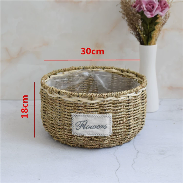 Straw handheld flowerpot, woven basket, J64