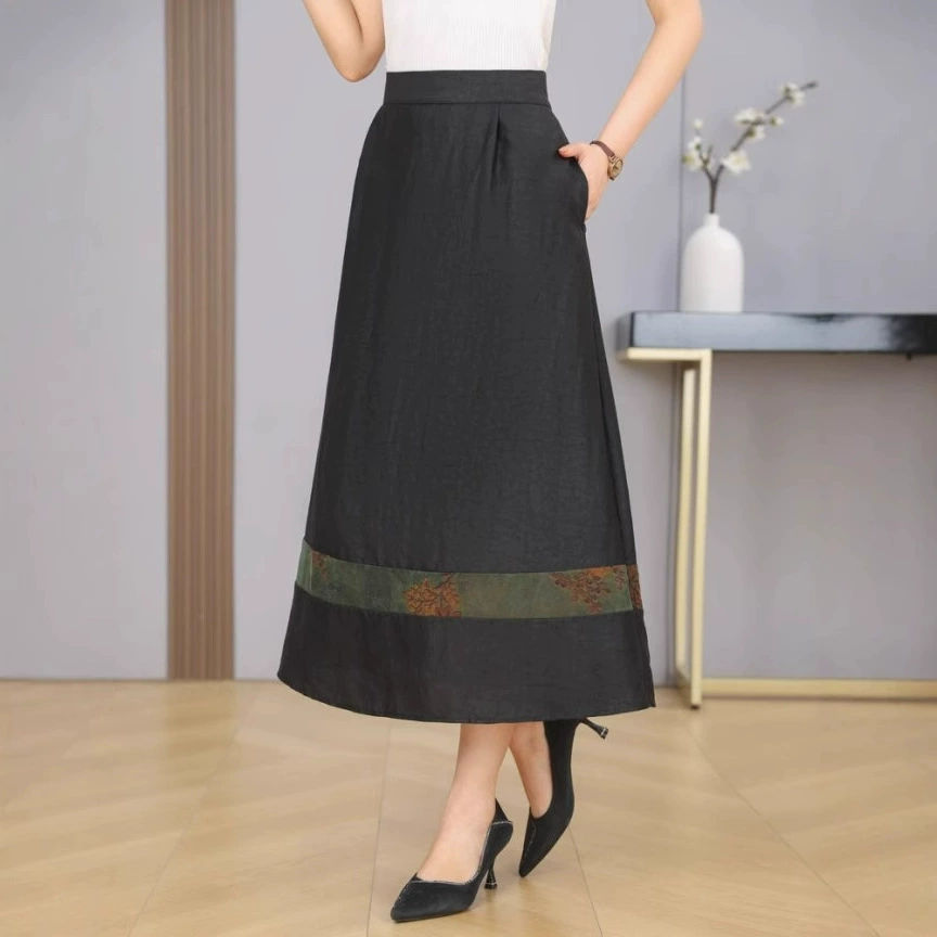 Шёлковая ароматная пряжа с узором черепахи, новая китайская повседневная летняя тонкая юбка из 100% тутового шёлка 2025 года.