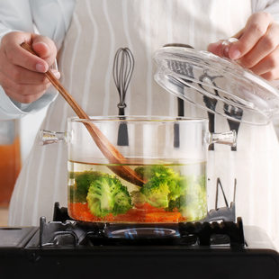 Transparent high -borosilic double -ear glass pot soup soup home electric ceramics furnace gas Ming hot stewed pot soup pot