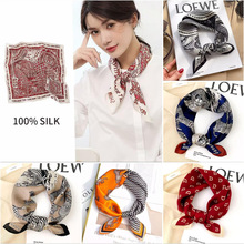 100%桑蚕丝真丝素绉缎53小方巾高档女春夏秋时尚复古气质丝巾围巾