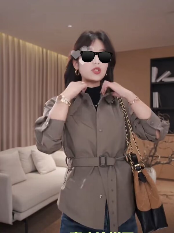 欧货2025秋季新款时尚百搭收腰显瘦翻领纯色休闲夹克风衣外套女潮|undefined