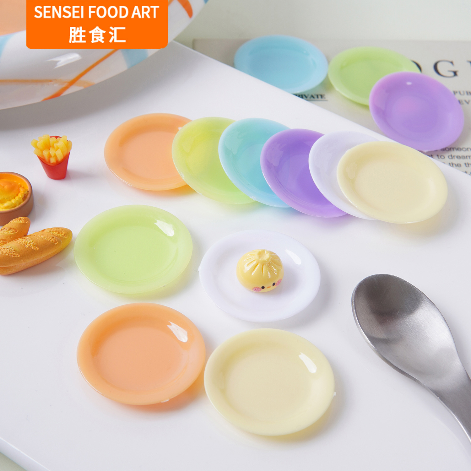 3.5cm Mini Artificial Dinner Plate Colorfulful Plastic Plate DIY Food Toy Doll House Mini Kitchen Dish Tableware