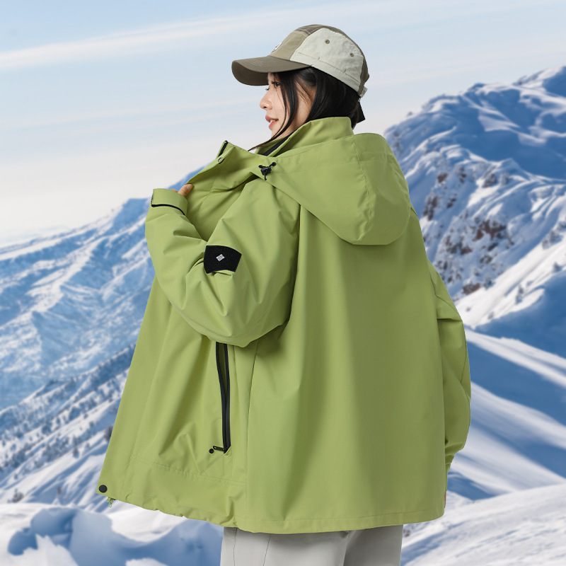 秋冬爆款情侣冲锋衣户外可脱卸防风防水潮流登山服两件套团购6518|undefined