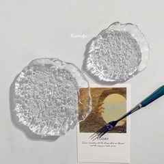 Ins風不規則氷河ガラス果物皿ケーキデザート皿スナック小皿菓子皿