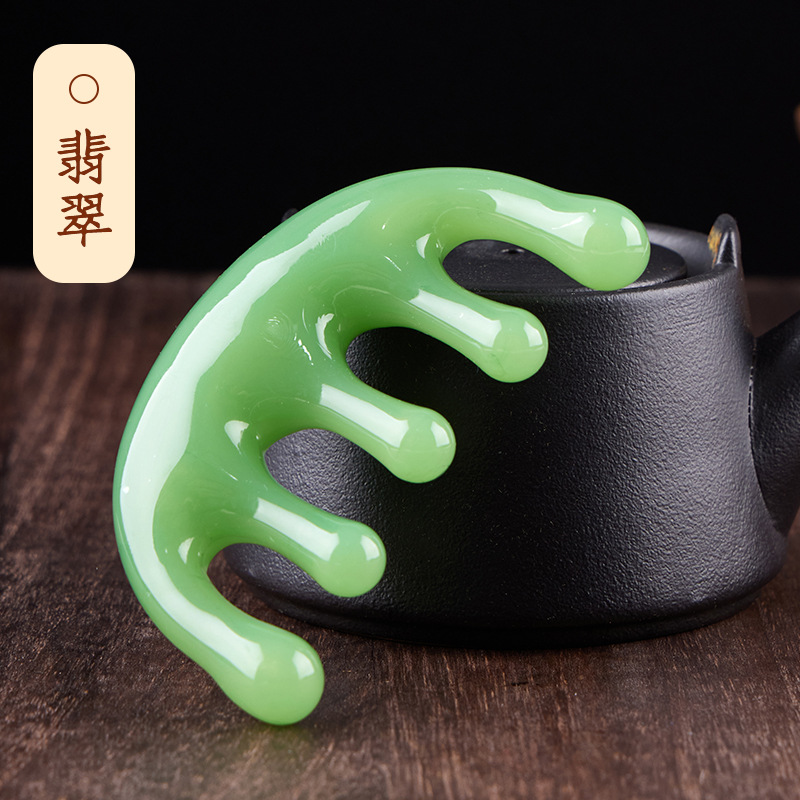 Peine de masaje de resina personalizado de cinco dientes para rascar los meridianos de la cabeza y la nariz, peine de delfín de cinco garras para relajación de la cabeza y relajación muscular, herramienta de masaje para la cabeza.