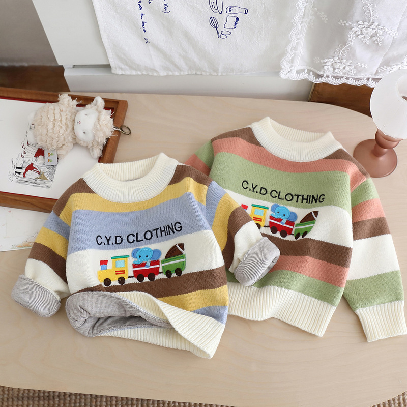 Dropshipping 2026 Boys' Sweater Pullover Stylish Fleece Cartoon Baby Autumn Outfit Infant Children's Knitted Inner Wear Trendy Dropshipping 2026 Boys' Sweater Pullover Stylish Fleece Cartoon Baby Autumn Outfit Infant Children's Knitted Inner Wear Trendy