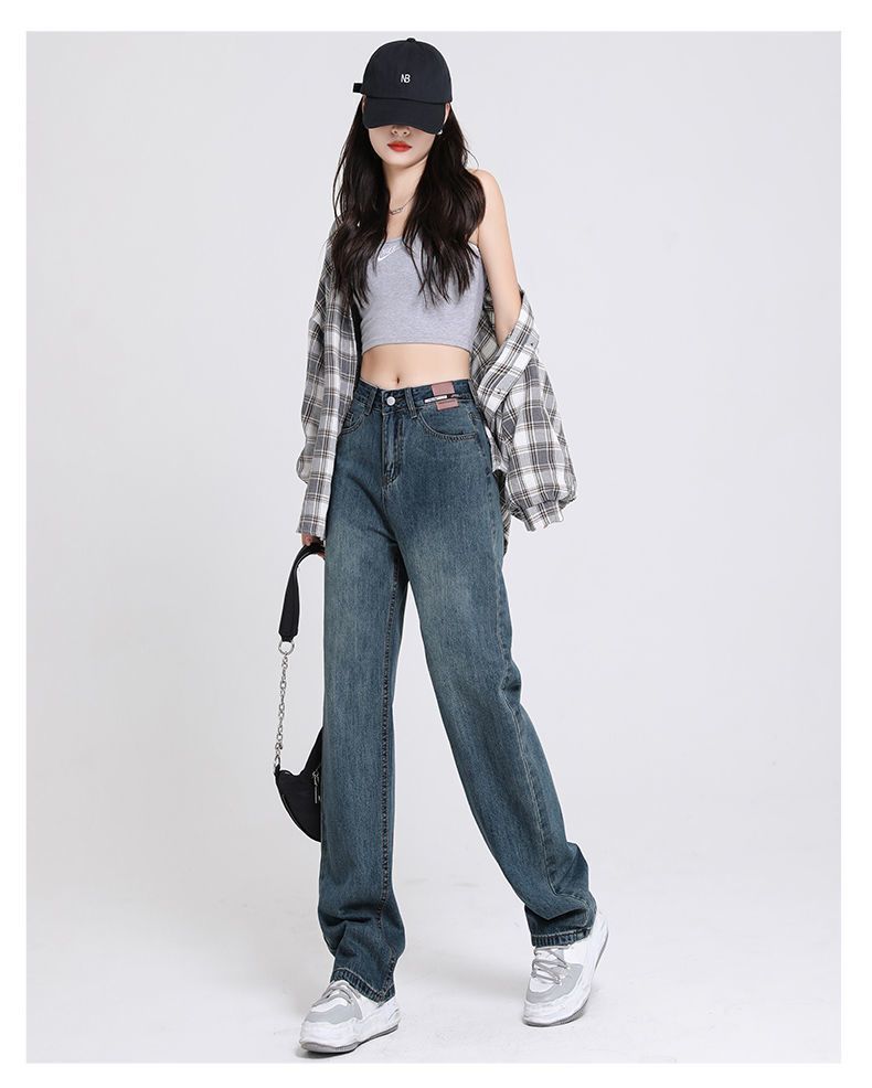 2023 Spring and Autumn jeans for women: Loose, wide-leg, aged, slimming, versatile, straight-leg, drape, floor-length, trendy, ins pic 23