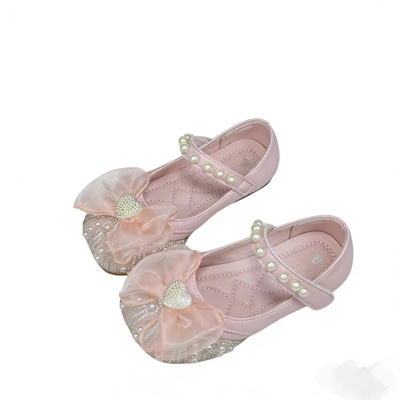 Niños princesa zapatos de cuero 2026 verano bebés cristal diamante zapatos de boca superficial zapatos de niñas zapatos de arco Lefour
