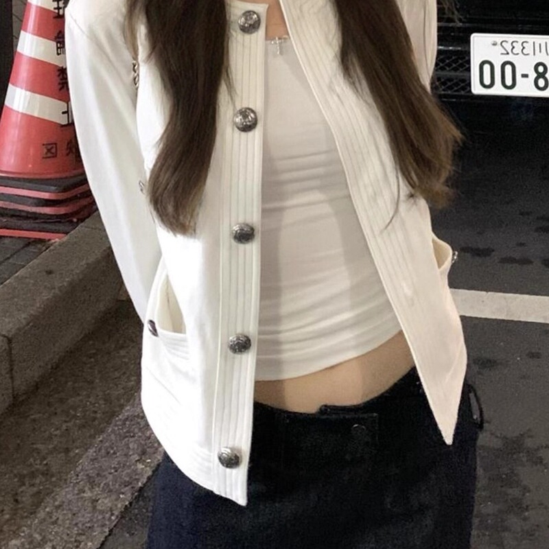 叮叮车韩系温柔气质白色小香风外套女2025秋季新款千金风百搭夹克|undefined