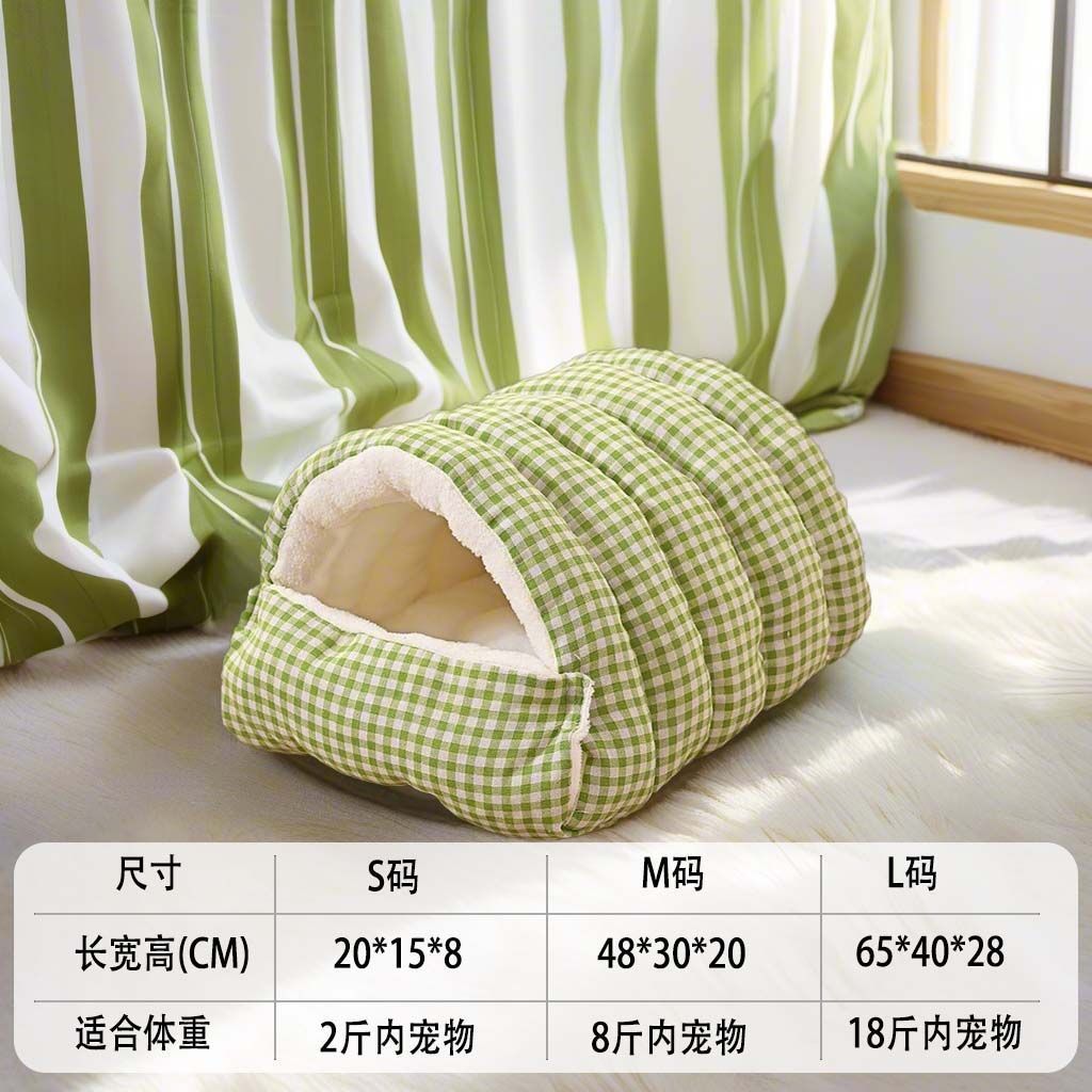 Cave cat nest green check color