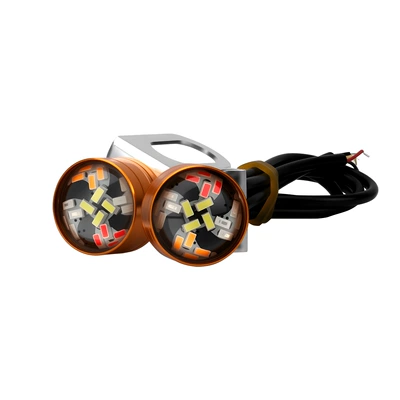 Motorcycle Flash Light, Brake Light, License plate lamp - colorful-mirror-light-flash-yellow-shell-2-piecesset