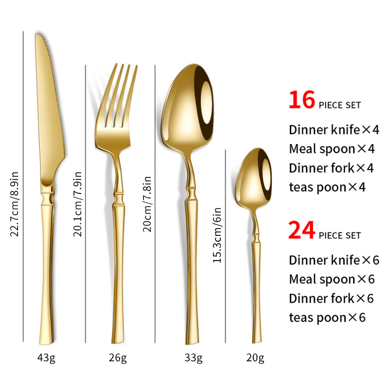 Juego de vajilla de acero inoxidable de Amazon transfronterizo Juego de 16/24