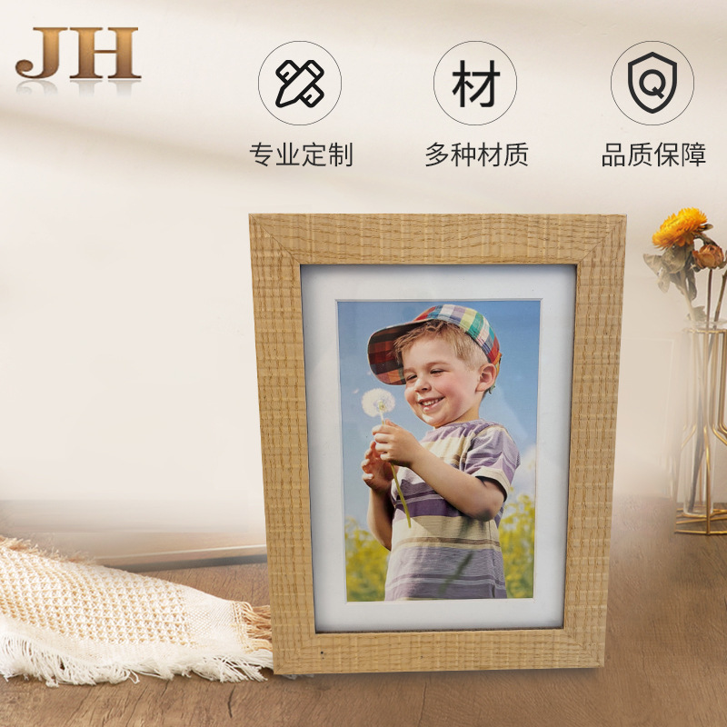 Creative MDF Sticker Embossed Wood Skin Photo Frame Fashion Trend Same Style Modern Traditional Craft Family Living Room Table