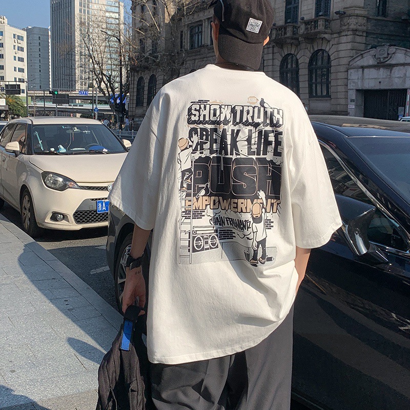 Hong Kong estilo 2023 nueva camiseta de manga corta suelta media manga estilo coreano cuello redondo más tamaño T verano casual top todo a juego