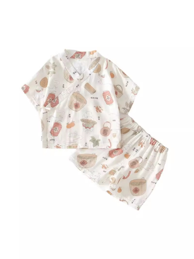 Anyang ropa para niños set de separación de bebés de verano delgado set de manga corta de gaza de verano nuevo kimono chino