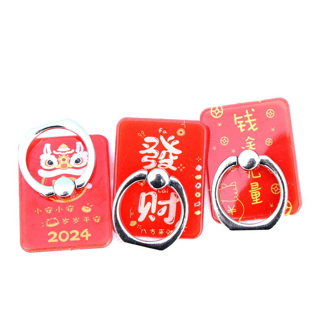 2024 Новогодний квадратный держатель для мобильного телефона, независимый упакованный красный праздничный вращающийся на 360 градусов держатель с пряжкой в виде кольца дракона