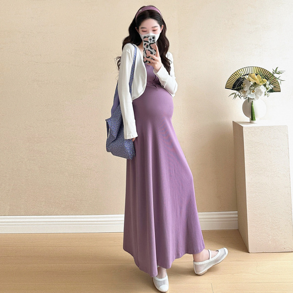 Summer long fashionable dress for pregnant sleevless