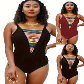 泳衣亚马逊欧美女式连体彩绳bikini比基尼速卖通ebay泳速干泳衣