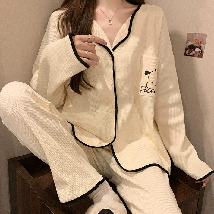 Новый пижама женский костюм осенний кардиган корейские брюки с длинными рукавами милые дамы могут носить домашнюю одежду весной и осенью