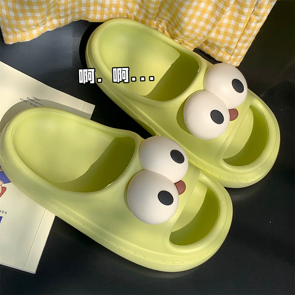 Веселые модные сандалии и тапочки в спортивном стиле с большими глазами для празднования в Интернете, летняя Персонализированная верхняя одежда, повседневная пляжная обувь одним словом для мужчин