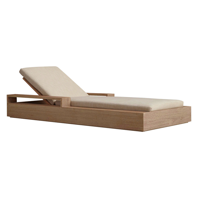 TECA al aire libre tumbado cama de ocio individual reclinable impermeable a prueba de sol piscina reclinable sofá cama de madera maciza muebles de patio image 5