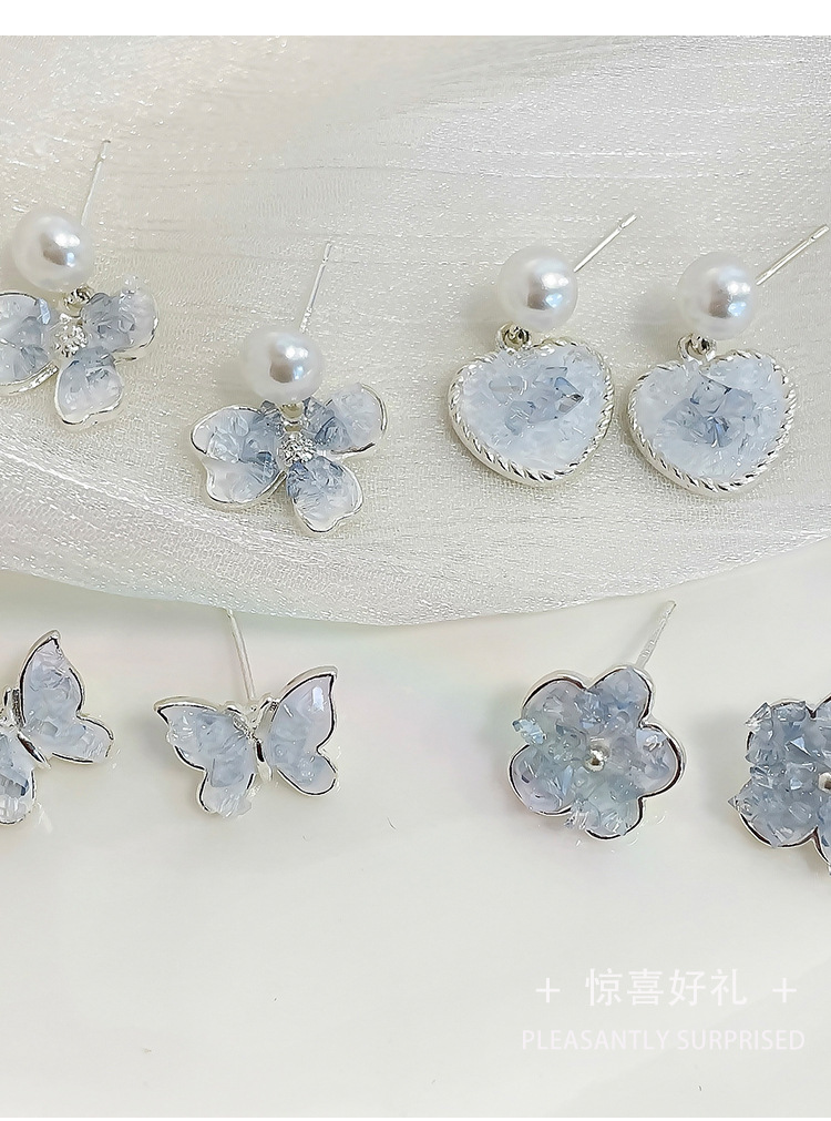 12g Weight Ear Studs Classification 1 Pair Quantity Shopping Occasion 1 Pair Sweet Heart Shape Butterfly Zinc Alloy Ear Studs