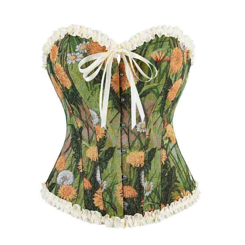 Women's New Corset Tube Top Fishbone Corset Lace Oil Painting Style Jacquard Palace Corset Shapewear Outer Wear