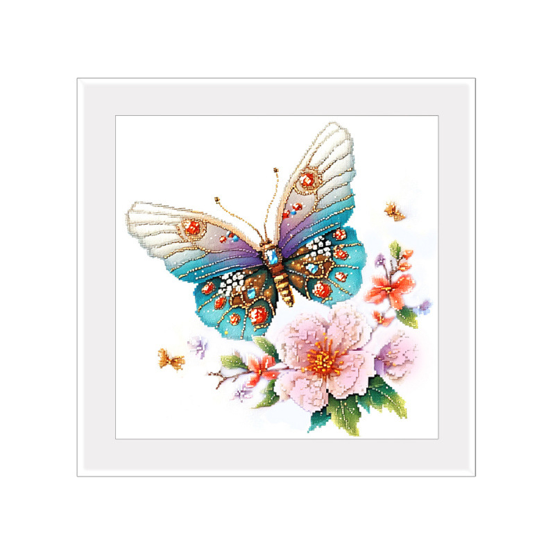 【Enmarcado】Punto de Cruz de la Mona Lisa, Cruzado, con Diseño de Mariposa y Flores, Lindo y Hermoso, Punto de Cruz Infantil de Animales, Pieza Pequeña image 5