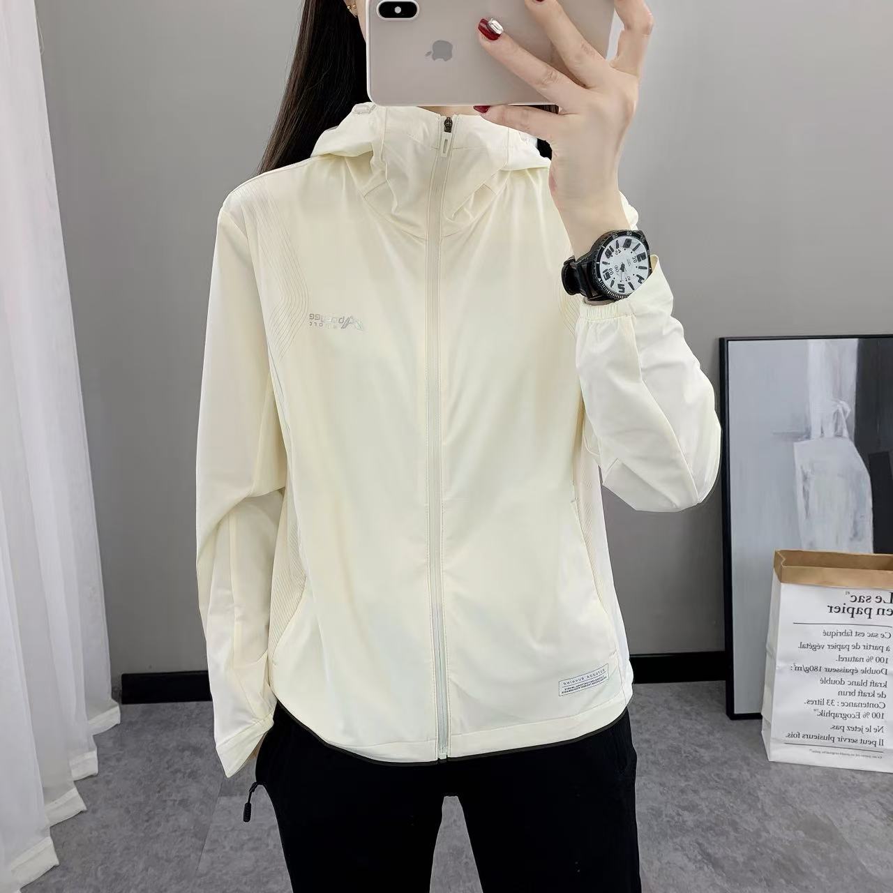 2025 New Leopard Print Women's Skin Jacket, Solid Color Hooded Single-Color Mountaineering Sun Protection Jacket, Lightweight