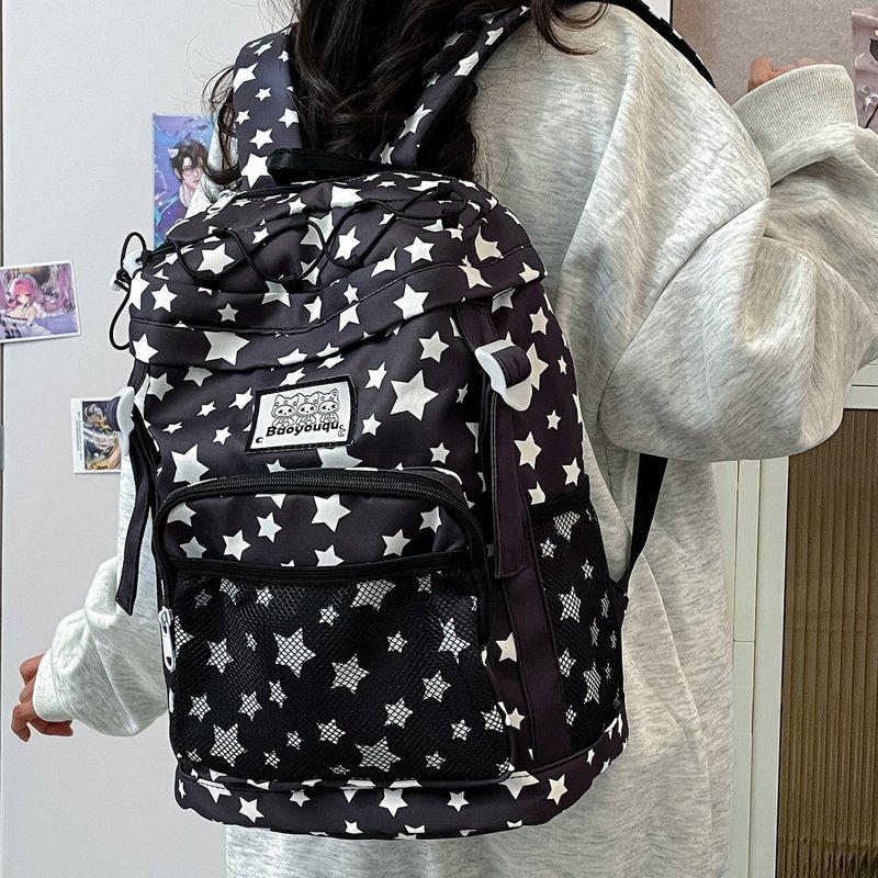 高颜值星星双肩包2025女士新款学生包初中高中大容量背包可爱卡通|undefined