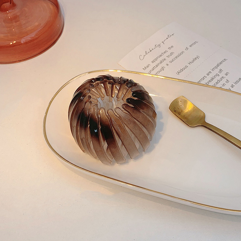 새둥지 머리핀 표범 도트 그레이