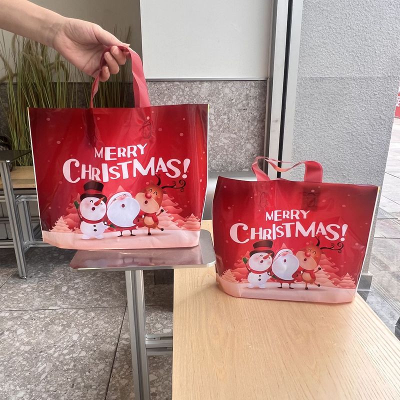 クリスマス祝日プレゼント包装手提げ袋プレゼントプラスチック包装ショッピングお祝いクリスマスイブお土産赤|undefined