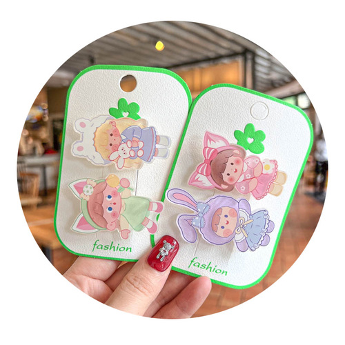 Korean Version New Children's Acrylic Hair Clip for Girls Cute Cartoon Rabbit Princess Press Clip for Babies Bangs Fringe