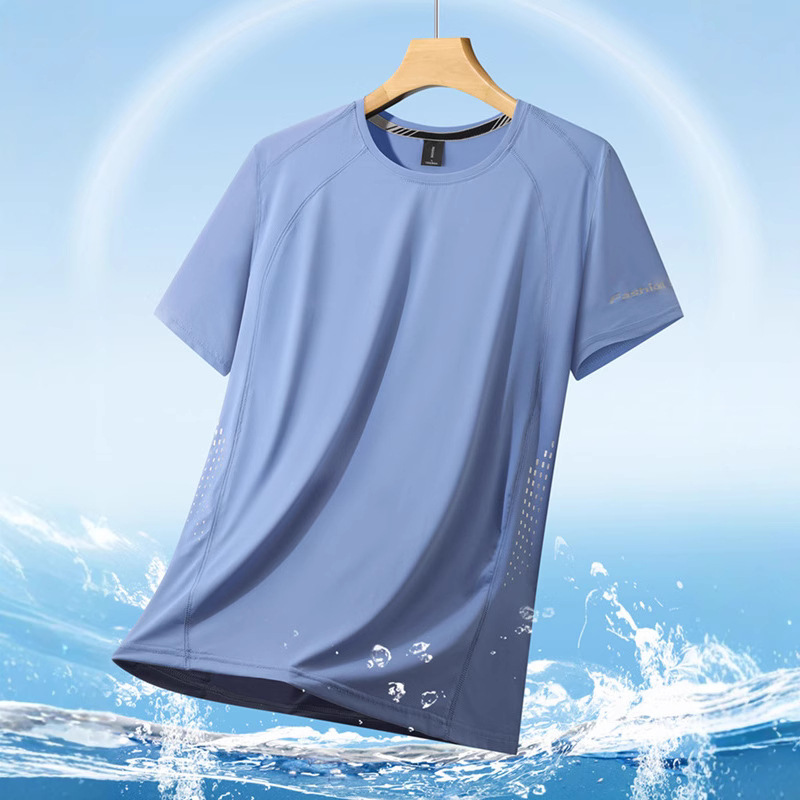 Thin sports quick dry summer silk elastic breathable short sleeve…
