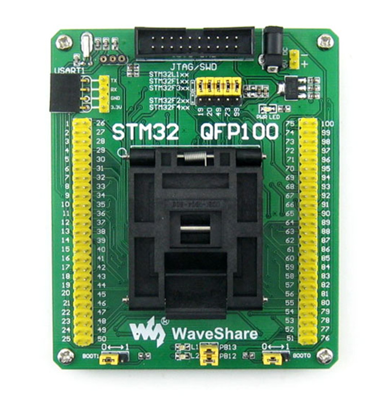 微雪STM32-QFP100烧写座 STM32专用编程座 QFP100 0.5mm 原装座子