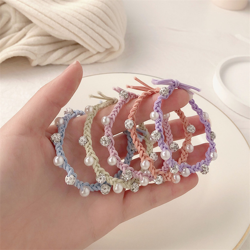 Cordón de cabeza mujer ligera de lujo temperamento torcido de alta elasticidad duradera cabello adulto atado banda de goma simple anillo de diamante