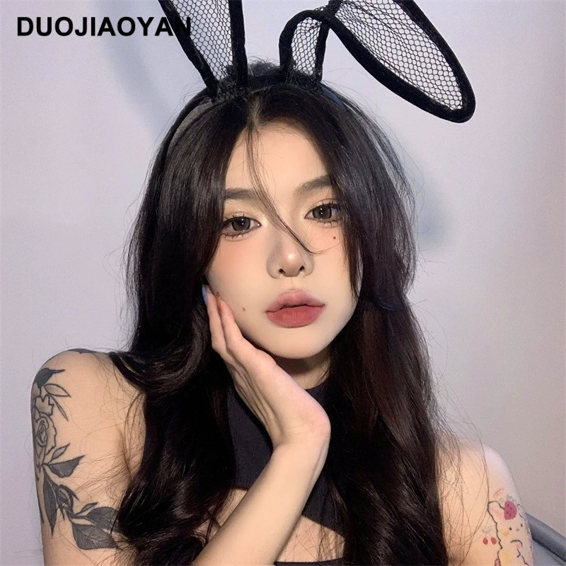 Headband Red Rabbit Lace Ears, Handmade Hair Accessory, High-Quality Graduation Party Style