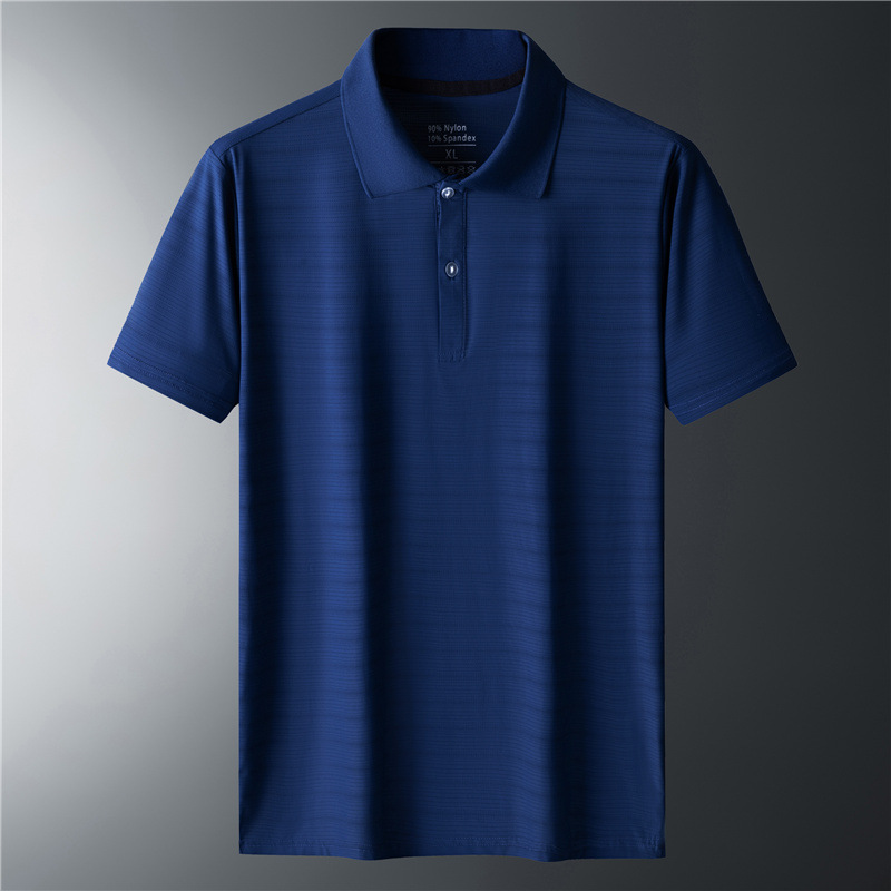 Camiseta de polo de seda de hielo para hombres de manga corta de verano de malla grande secado rápido con camiseta de cuello juvenil de mediana edad ropa casual de media manga