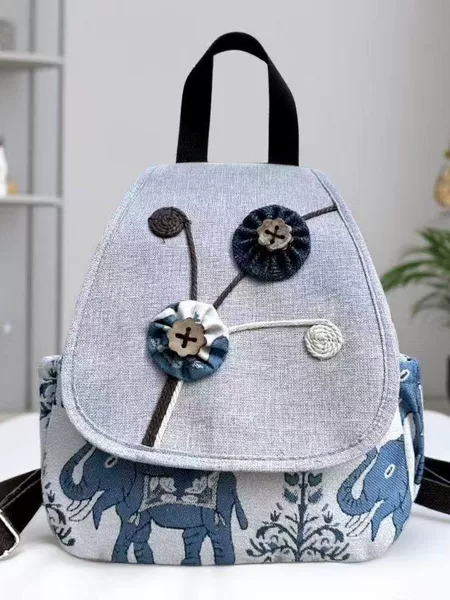 New Yunnan ethnic style backpack with double-layer inner pocket, cotton-linen bag, travel and leisure women's backpack, versatile bag
