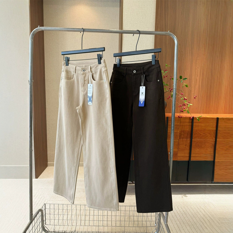 Light luxury, old money style! Custom-dyed latte-colored LP four-way stretch straight-leg jeans, leg-lengthening wide-leg pants for early autumn