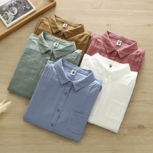 厂家直销 双层棉纱纯棉长袖女式衬衫  春秋全棉女式衬衣