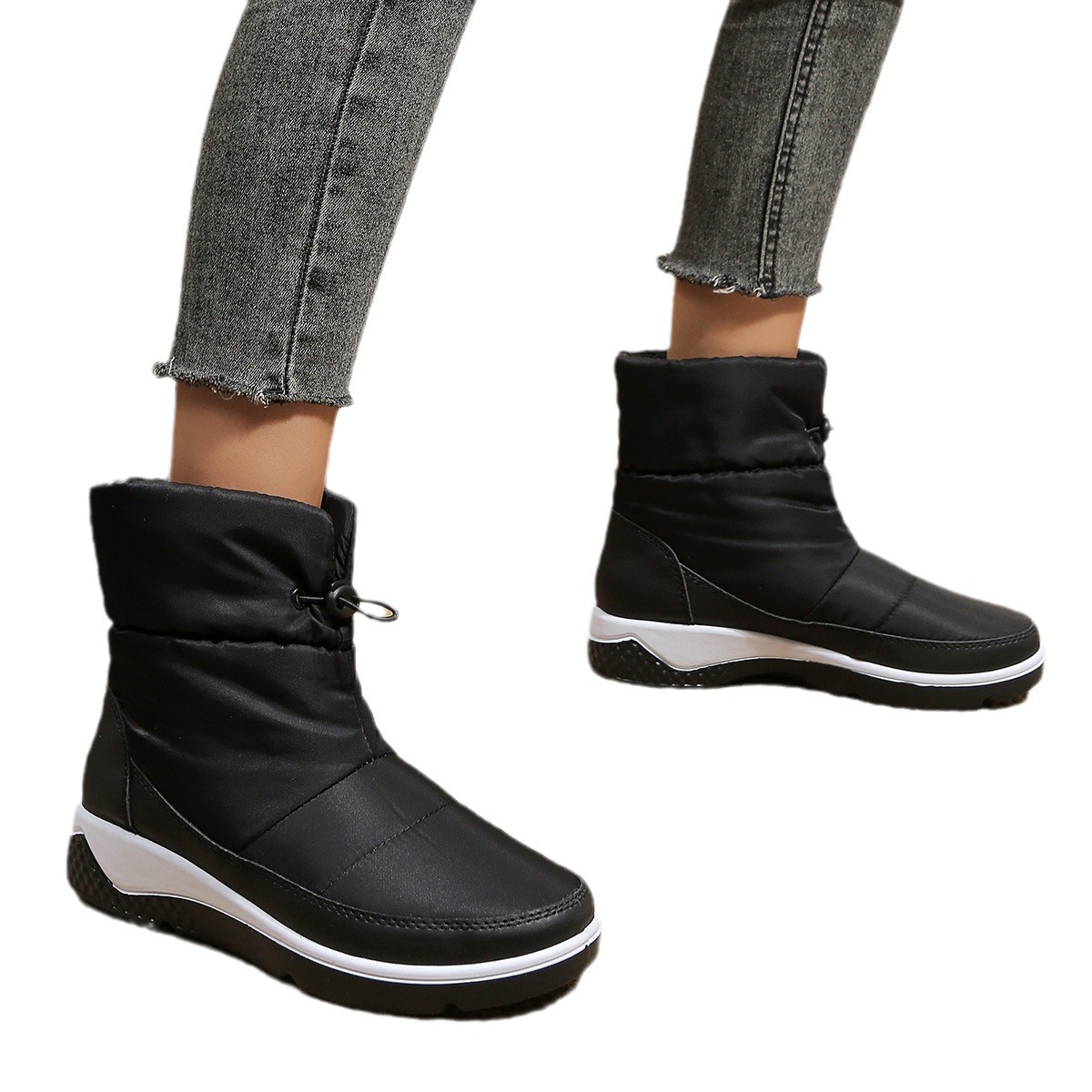 Large size snow boots women's winter cotton boots with cashmere warm short boots_voghion.com