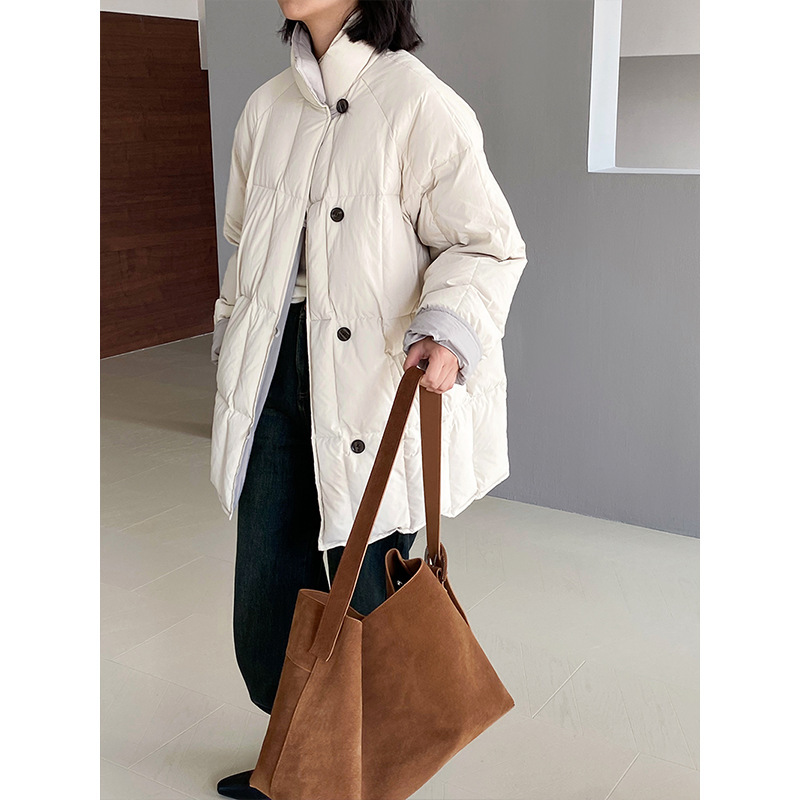 Jiangzuo "Double-Sided Style Warm Essentials"~Goddess Reversible down Jacket Women's Stand Collar Warm Thick Coat 1259