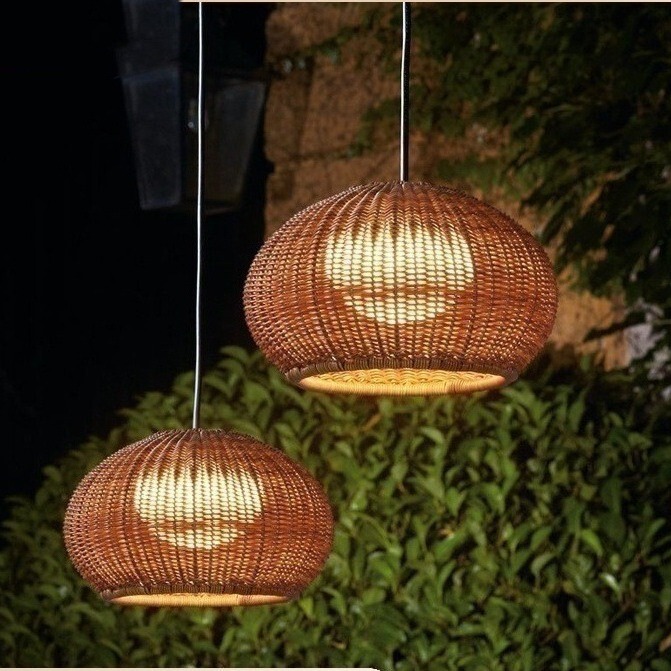 Outdoor chandelier Chinese courtyard villa garden pavilion farmhouse restaurant landscape lamp homestay rattan lighting